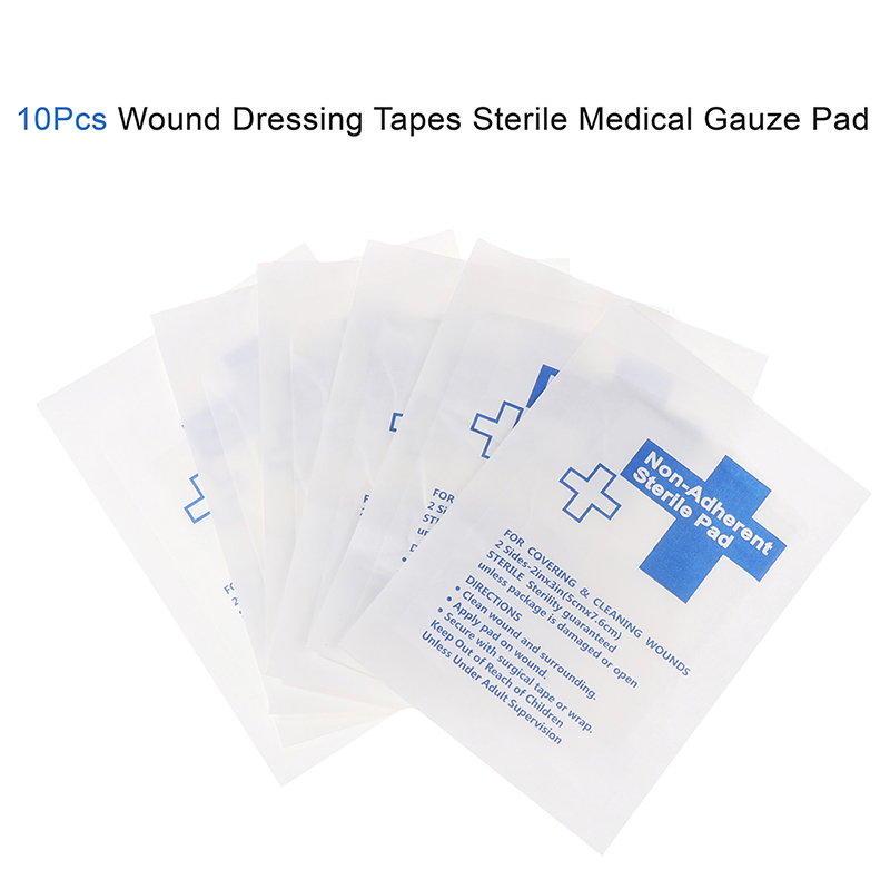 Medical Tape - 10 ชิ้น แผ่นผ้าก๊อซกันน้ำ แผ่นปิดแผลแบบไม่ติด ชุดปฐมพยาบาล เทปปิดแผล