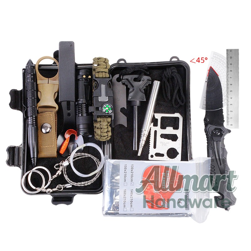 First Aid Kit - กล่องเครื่องมือเอาตัวรอด EDC อเนกประสงค์แบบพกพา อุปกรณ์ฉุกเฉินสำหรับการตั้งแคมป์กลางแจ้ง ชุดปฐมพยาบาล SOS