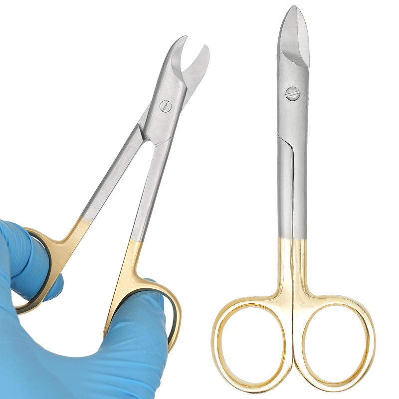 Medical Scissors - กรรไกรผ่าตัดทางทันตกรรม 1 ชิ้น ปลายตรง/โค้ง ด้ามจับสีทอง สแตนเลสสตีล
