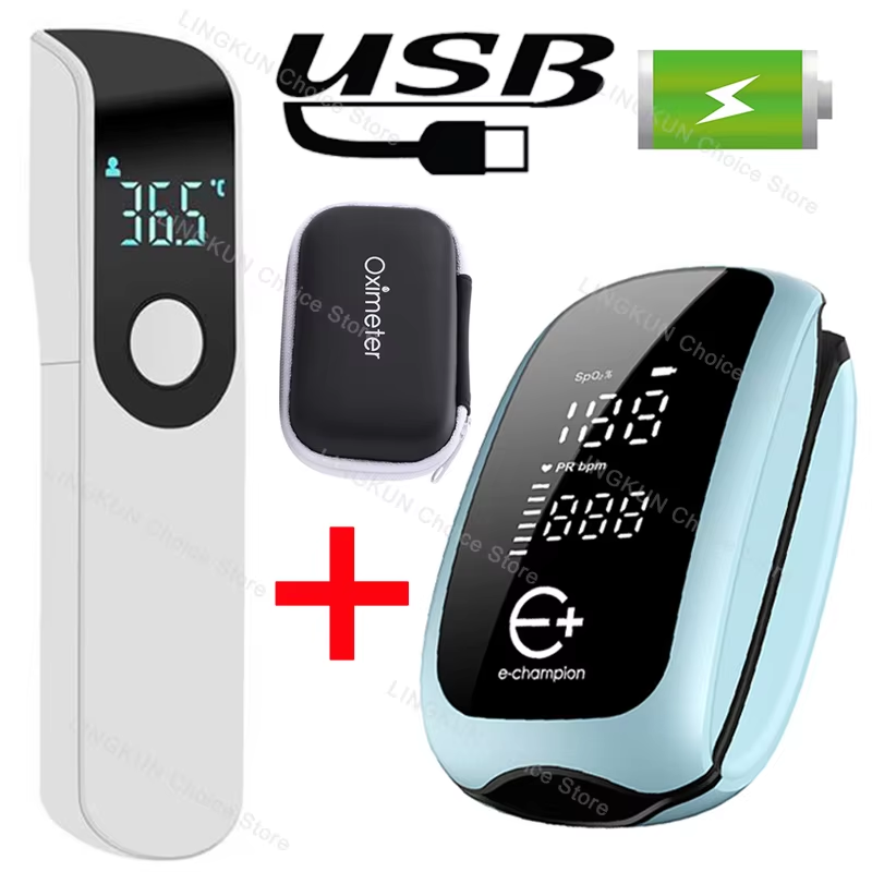 Pulse Oximeter - เครื่องวัดออกซิเจนในเลือดแบบพกพาสำหรับเด็ก จอแสดงผล LED ดิจิทัล สายคล้องนิ้วมือ ชาร์จไฟได้