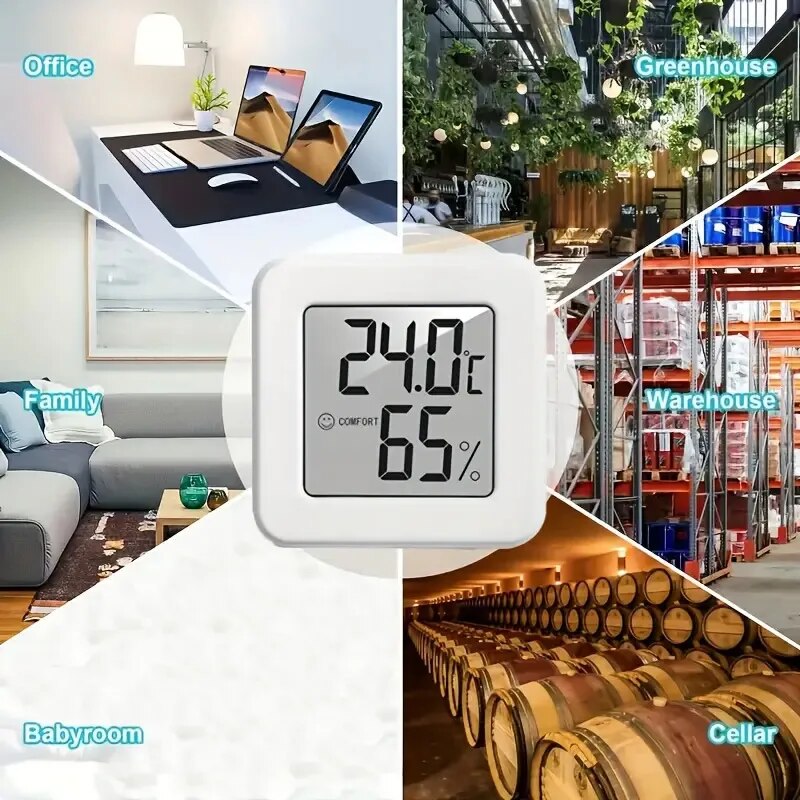 Thermometer Digital - เครื่องวัดอุณหภูมิและความชื้นแบบดิจิตอล เครื่องวัดอุณหภูมิในอาคาร เครื่องวัดอุณหภูมิขนาดเล็ก จอ LCD สถานีตรวจอากาศขนาดเล็ก