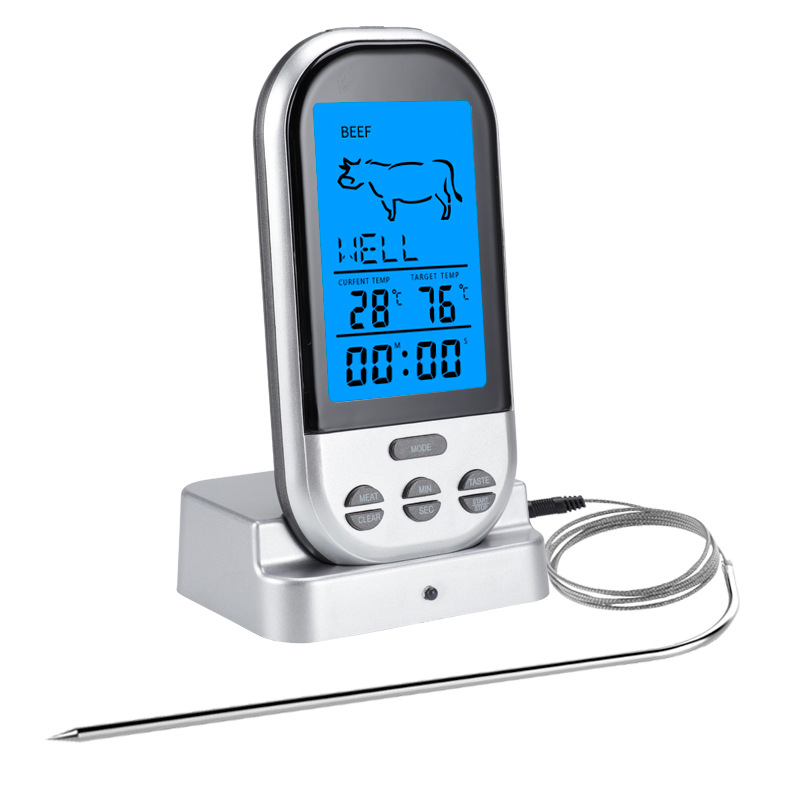 Thermometer Digital - เครื่องวัดอุณหภูมิไร้สายสำหรับบาร์บีคิว เครื่องวัดอุณหภูมิอาหารในครัว เตาอบ เครื่องวัดอุณหภูมิแบบดิจิตอลอเนกประสงค์สำหรับบาร์บีคิว
