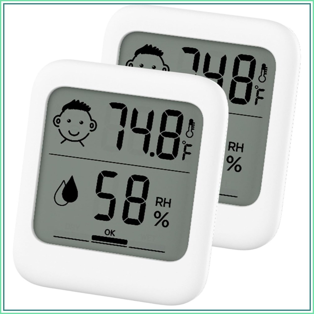 Thermometer Digital - ชุดเทอร์โมมิเตอร์ดิจิตอลและไฮโกรมิเตอร์ 2 ชิ้น พร้อมหน้าจอแสดงผลแบบ Comfort Face,