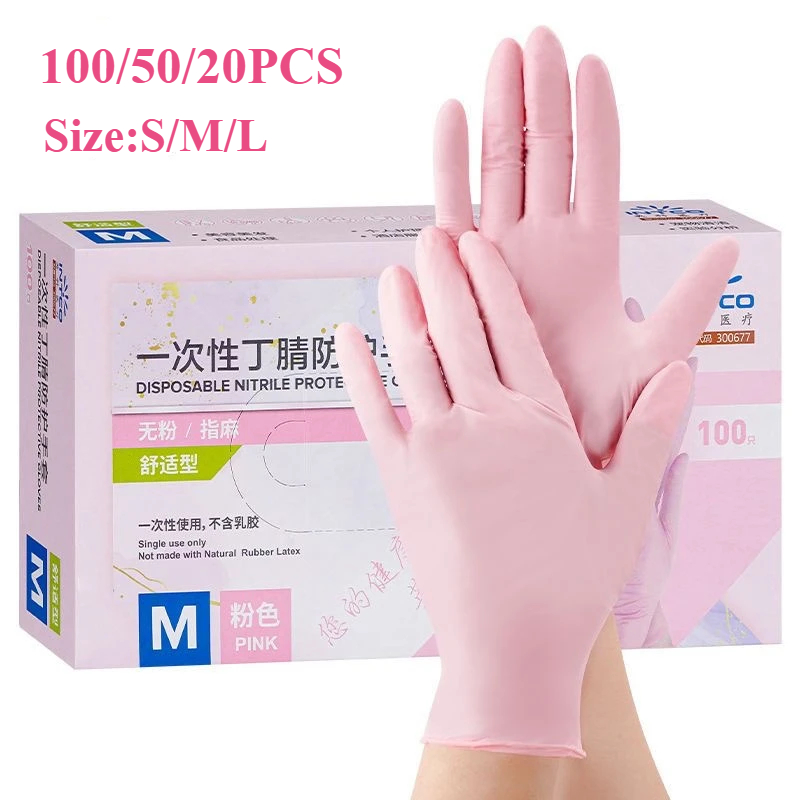 20/50/100PCS สีชมพูถุงมือไนไตร - Medical Gloves บทวิจารณ์และราคา